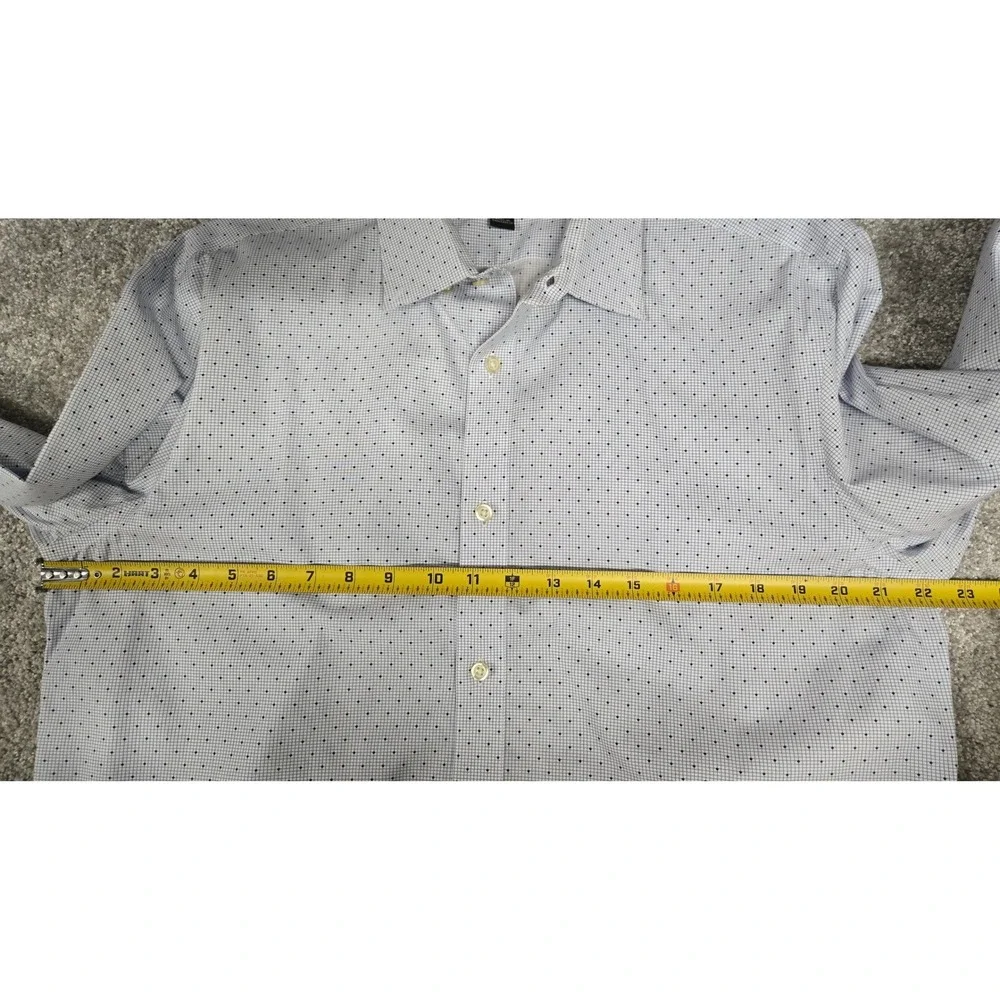 Banana Republic Non-Iron Standard Fit Shirt Blue White Polka Dot Check Men's L